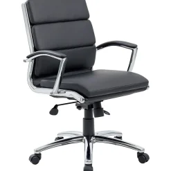 Hot Boss CaresoftPlus Executive Series High Back Executive Chair with Metal Chrome Finish, Black (B9476-BK) Office Chairs
