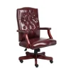 Clearance Boss Classic Vinyl Executive Oxblood Chair, Burgundy/Mahogany Finish Frame (B905-BY) Office Chairs
