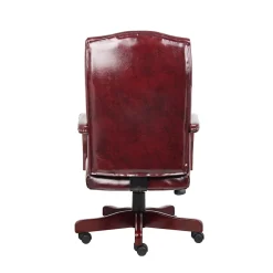 Clearance Boss Classic Vinyl Executive Oxblood Chair, Burgundy/Mahogany Finish Frame (B905-BY) Office Chairs