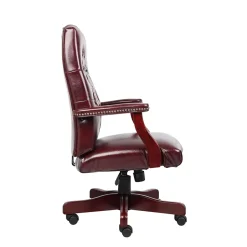 Clearance Boss Classic Vinyl Executive Oxblood Chair, Burgundy/Mahogany Finish Frame (B905-BY) Office Chairs