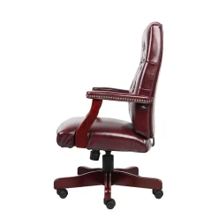 Clearance Boss Classic Vinyl Executive Oxblood Chair, Burgundy/Mahogany Finish Frame (B905-BY) Office Chairs