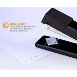 Bostitch Classic Metal Desktop Stapler, 20 Sheet Capacity, Black (B515BK)