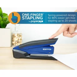 Bostitch InPower Spring-Powered Desktop Stapler, 20-Sheet, Blue/Black (1122) Clearance