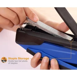 Bostitch InPower Spring-Powered Desktop Stapler, 20-Sheet, Blue/Black (1122) Clearance