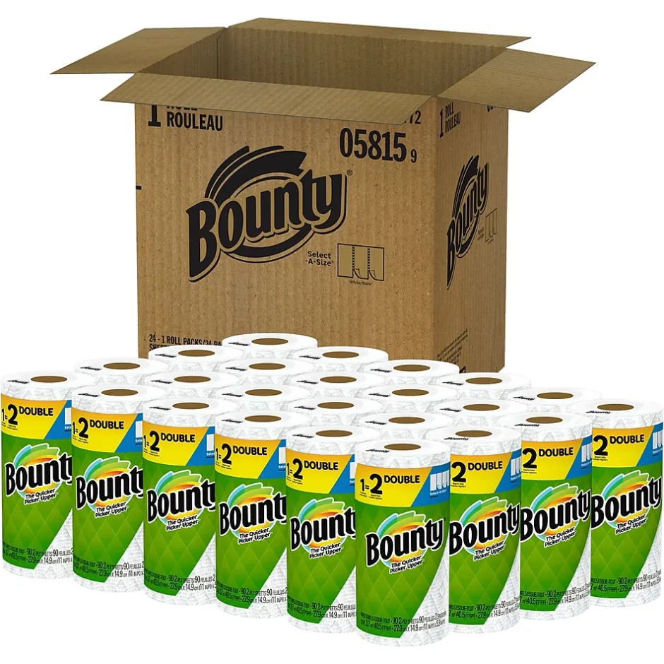 Paper Towels<Bounty Select-A-Size Double Roll Paper Towels, 2-ply, 90 Sheets/Roll, 24 Rolls/Pack (66539/5815)