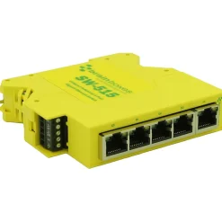 Brainboxes Industrial 5-Port Gigabit Ethernet Unmanaged Switch, 10/100/1000 Mbps, Yellow (SW-515)* Ethernet Switches & Splitters