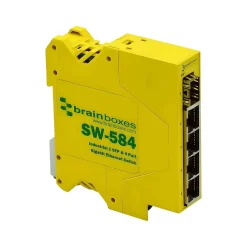 Brainboxes Industrial 4-Port Gigabit Ethernet Unmanaged Switch, Yellow (SW-584)* Ethernet Switches & Splitters
