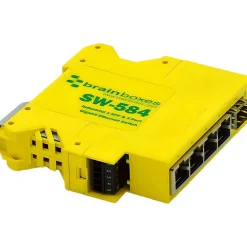 Brainboxes Industrial 4-Port Gigabit Ethernet Unmanaged Switch, Yellow (SW-584)* Ethernet Switches & Splitters