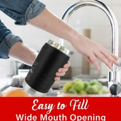 Water Bottles<Brentwood Geojug Stainless Steel Double Walled Sports Water Jug, 40 oz., Black (G-1200BK)