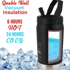 Water Bottles<Brentwood Geojug Stainless Steel Double Walled Sports Water Jug, 40 oz., Black (G-1200BK)