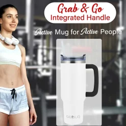 Brentwood Geojug Stainless Steel Double Walled Tumbler Cup, 40 oz., Cream (CMB-1200CRM)