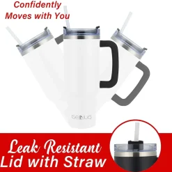 Brentwood Geojug Stainless Steel Double Walled Tumbler Cup, 40 oz., Cream (CMB-1200CRM)