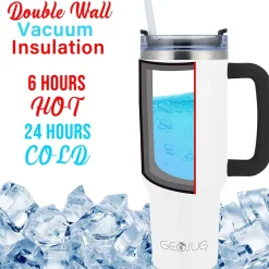 Brentwood Geojug Stainless Steel Double Walled Tumbler Cup, 40 oz., Cream (CMB-1200CRM)