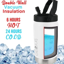 Brentwood Geojug Stainless Steel Double Walled Sports Water Jug, 40 oz., Cream (G-1200CRM)