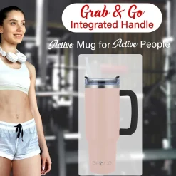 Brentwood Geojug Stainless Steel Double Walled Tumbler Cup, 40 oz., Pink (CMB-1200PK)