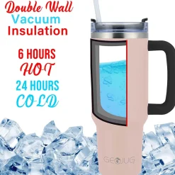 Brentwood Geojug Stainless Steel Double Walled Tumbler Cup, 40 oz., Pink (CMB-1200PK)