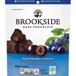 Chocolate<Brookside Acai & Blueberry Flavored Dark Chocolate Pieces, 7 oz., 12/Carton (HEC38971)