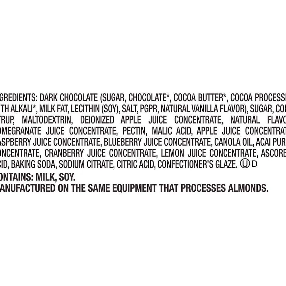 Chocolate<Brookside Dark Chocolate with Acai and Blueberry Flavors Candy, 7 oz, Resealable Bag (050929)