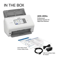 Portable Scanners<Brother ADS-4900W Duplex Document Scanner, White/Black