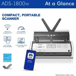 Document Scanners<Brother ADS-1800W Wireless Compact Desktop Document Scanner