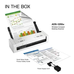 Desktop Scanners<Brother Desktop Scanner for Documents, Wireless, White (ADS1250W)