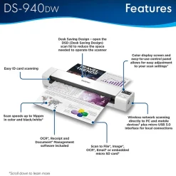 Portable Scanners<Brother DSmobile DS-940DW USB/Wireless Duplex Portable Scanner White