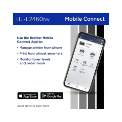 Black & White Printers<Brother HL-L2460DW Compact Wireless Black & White Laser Printer, Single-Function, Print, Refresh Subscription Ready