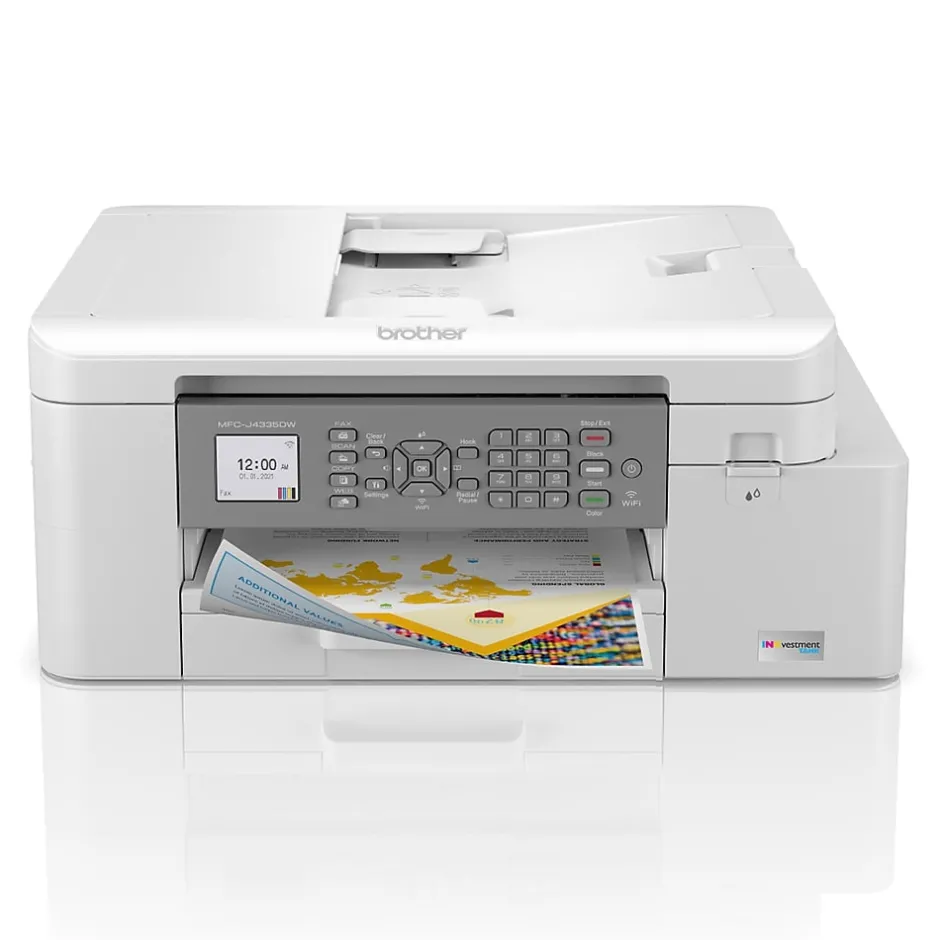 Color Printers<Brother INKvestment Tank MFC-J4335DW Wireless Color Inkjet Printer, All-In-One Supertank, Print, Scan, Copy, Fax