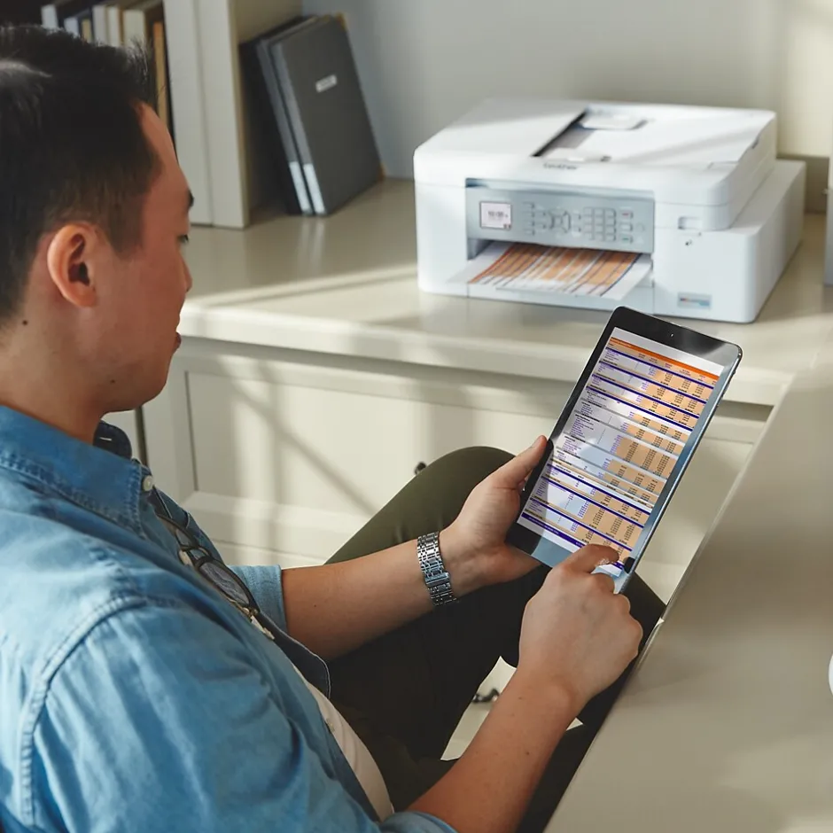 Color Printers<Brother INKvestment Tank MFC-J4335DW Wireless Color Inkjet Printer, All-In-One Supertank, Print, Scan, Copy, Fax