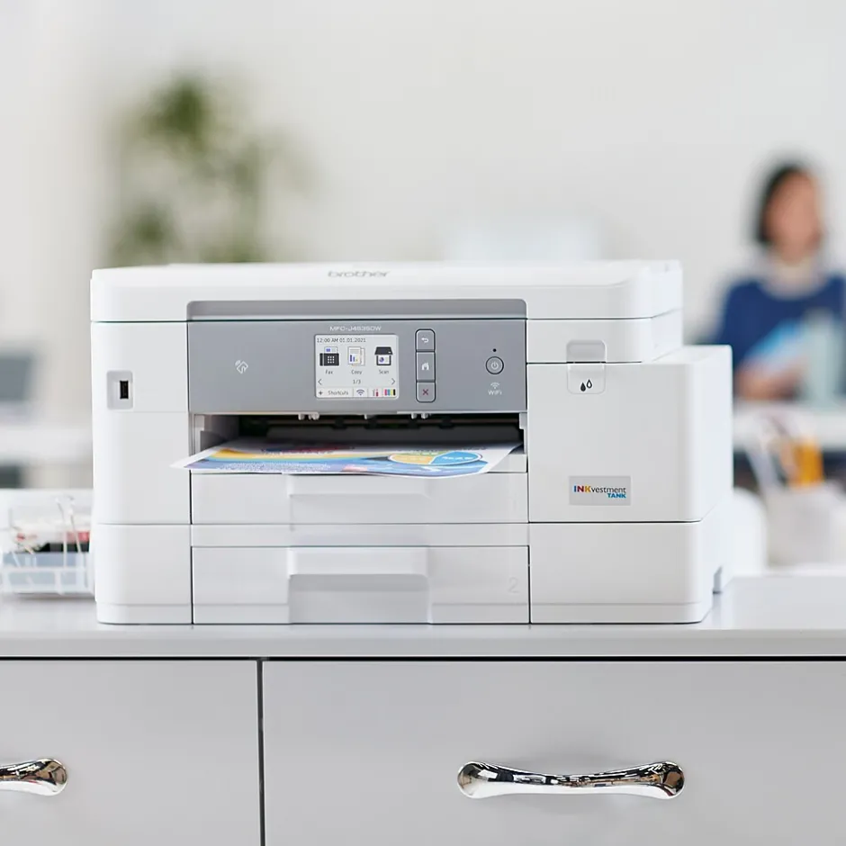 Color Printers<Brother INKvestment Tank MFC-J4535DW Wireless Color Inkjet Printer, All-In-One Supertank, Print, Scan, Copy, Fax
