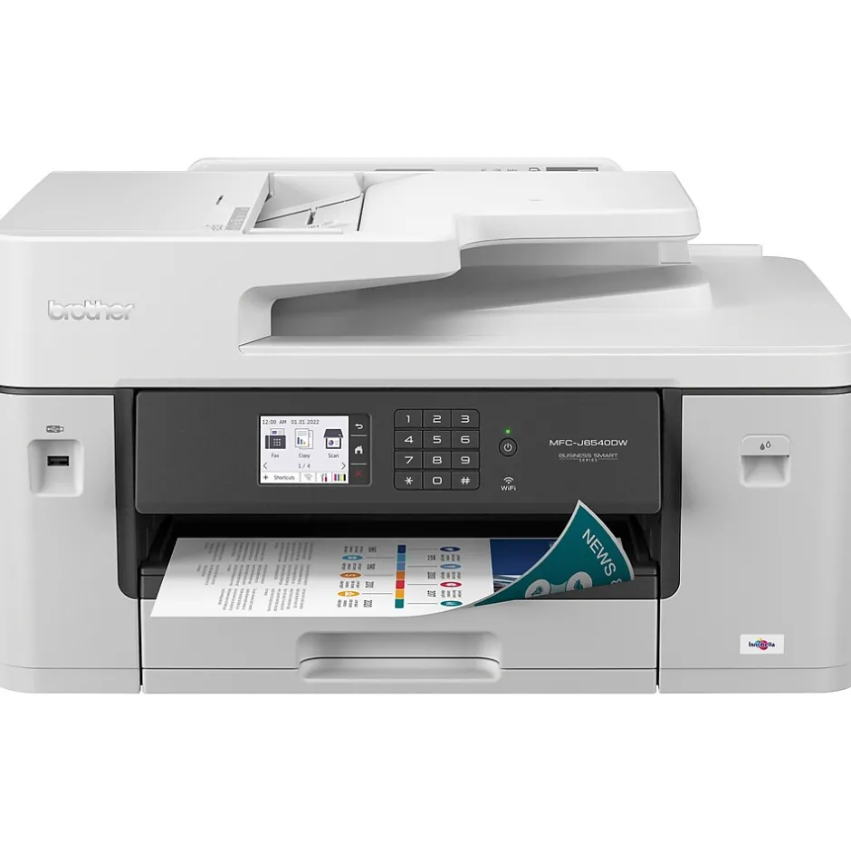 Color Printers<Brother MFC-J6540DW Color Inkjet All-in-One Print, Copy, Scan, Fax up to 11”x17” (Ledger) Size Paper