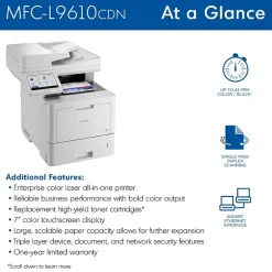 Color Printers<Brother MFC‐L9610CDN Enterprise Color Laser All‐in‐One Printer
