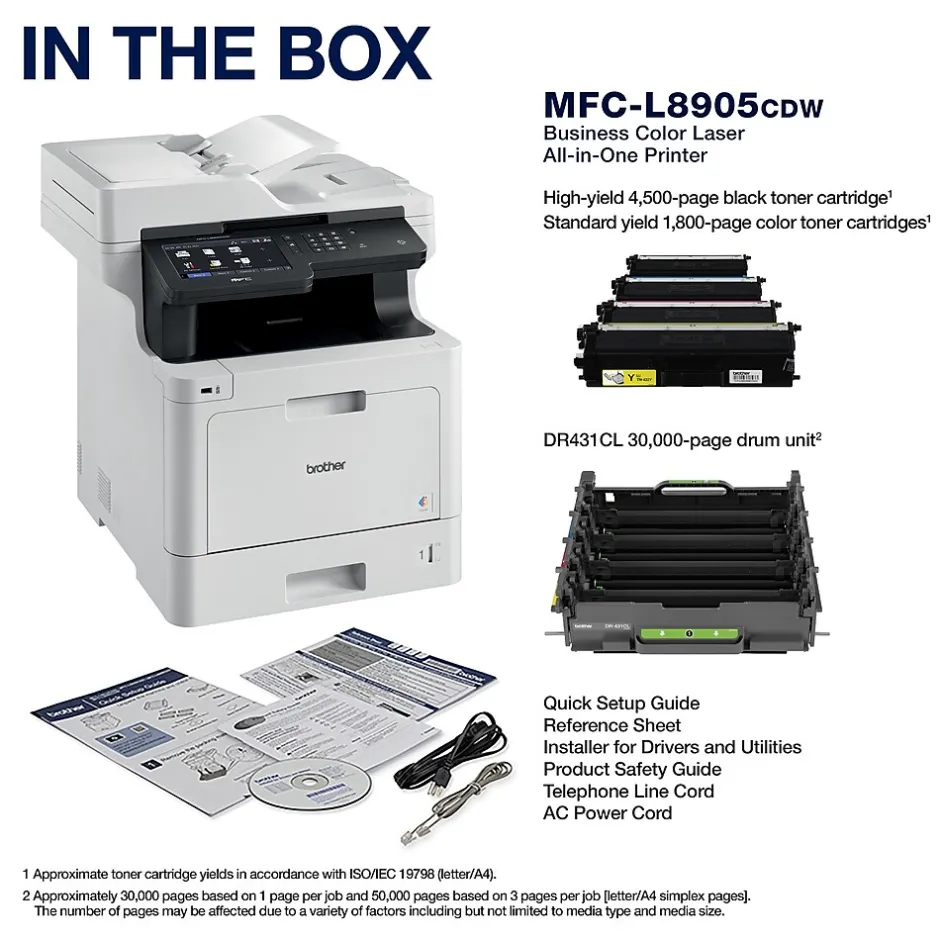 All-In-One Printers<Brother MFC‐L8905CDW Wireless Color Laser Printer, All-In-One, Print, Scan, Copy, Fax