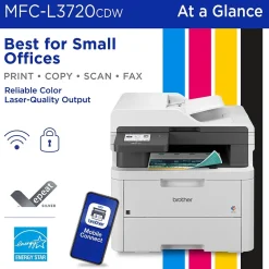 Color Printers<Brother MFC-L3720CDW Wireless Color Laser Printer, All-In-One, Print, Scan, Copy, Fax (MFCL3720CDW)