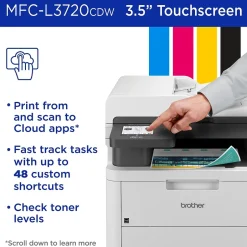 Color Printers<Brother MFC-L3720CDW Wireless Color Laser Printer, All-In-One, Print, Scan, Copy, Fax (MFCL3720CDW)