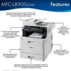 Color Printers<Brother MFC-L8900CDW Wireless Color Laser Printer, All-In-One, Print, Scan, Copy, Fax