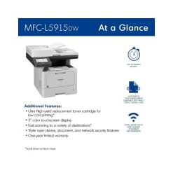 Instant Photo Printers<Brother MFC-L5915DW Business Wireless Black & White Laser, All-In-One, Print, Scan, Copy, Fax
