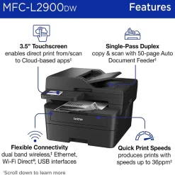 Instant Photo Printers<Brother MFC-L2900DW New Laser Printer, All-In-One, Print, Scan, Copy, Fax