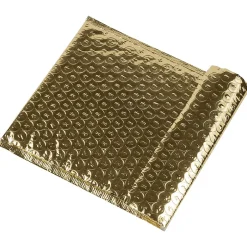 JAM Paper Bubble Padded Mailers with Peel and Seal Closure, CD Size, 6 x 6.5, Gold Metallic, 12/Pack (2745207)* Bubble Mailers