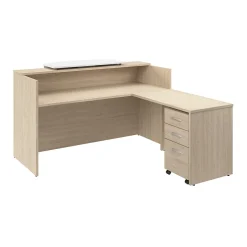 Arrive 72"W L Shaped Reception Desk with Counter and Mobile File Cabinet, (ARV010NE) L-Desks