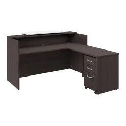 Best Arrive 72"W L Shaped Reception Desk with Counter and Mobile File Cabinet, (ARV010SG) L-Desks