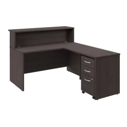 New Arrive 60"W L Shaped Reception Desk with Shelf and Mobile File Cabinet, (ARV004SG) L-Desks