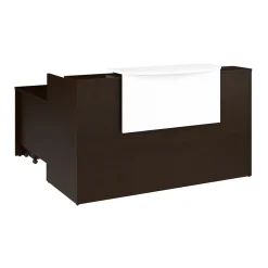 Clearance Arrive 72"W L Shaped Reception Desk with Counter and Mobile File Cabinet, (ARV010MR) L-Desks