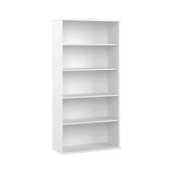 Outlet Hybrid 73"H 5-Shelf Bookcase with Adjustable Shelves, Laminated Wood (HYB136WH-Z) Bookcases