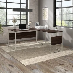 Hybrid 60"W L Shaped Table Desk with Metal Legs, (HYB027BW) L-Desks