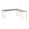 Best Hustle 72"W L Shaped Computer Desk with Metal Legs, Platinum Gray (HUS001PG) L-Desks