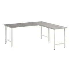Best Hustle 72"W L Shaped Computer Desk with Metal Legs, Platinum Gray (HUS001PG) L-Desks