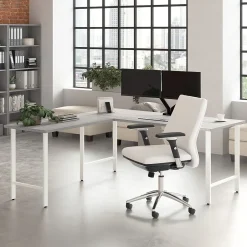 Best Hustle 72"W L Shaped Computer Desk with Metal Legs, Platinum Gray (HUS001PG) L-Desks