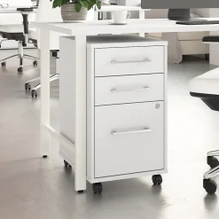 Online Hustle 3 Drawer Mobile File Cabinet, White (HUF116WH) File Cabinets