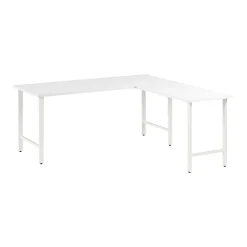 Best Hustle 72"W L Shaped Computer Desk with Metal Legs, White (HUS001WH) L-Desks